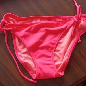 NWOT Victoria Secret Swim Neon Hot Pink Bottoms String Bikini Medium